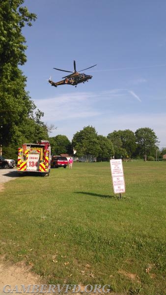 Landing MSP Helicopter on baseball diamond.